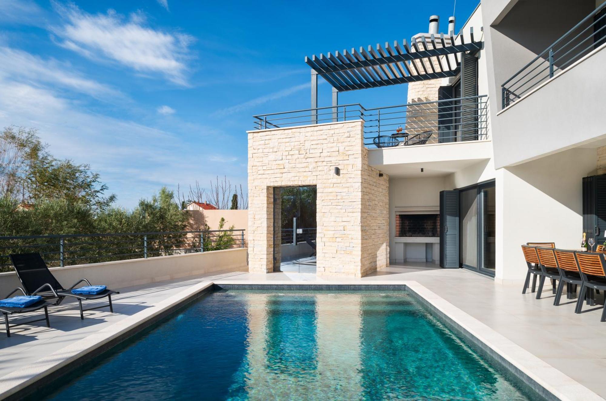 Villa Roca With Heated Pool And Sauna Privlaka  Bagian luar foto