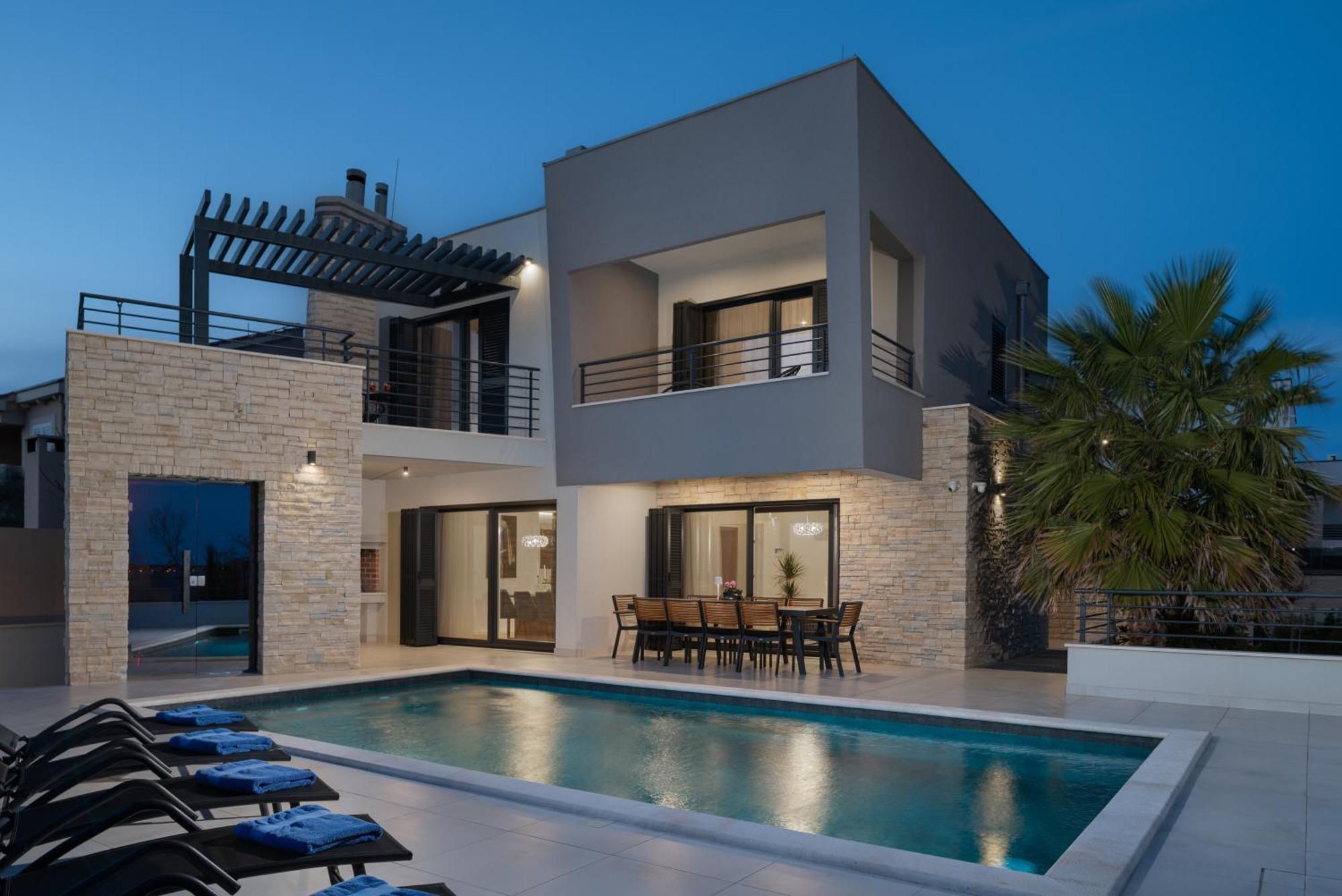 Villa Roca With Heated Pool And Sauna Privlaka  Bagian luar foto