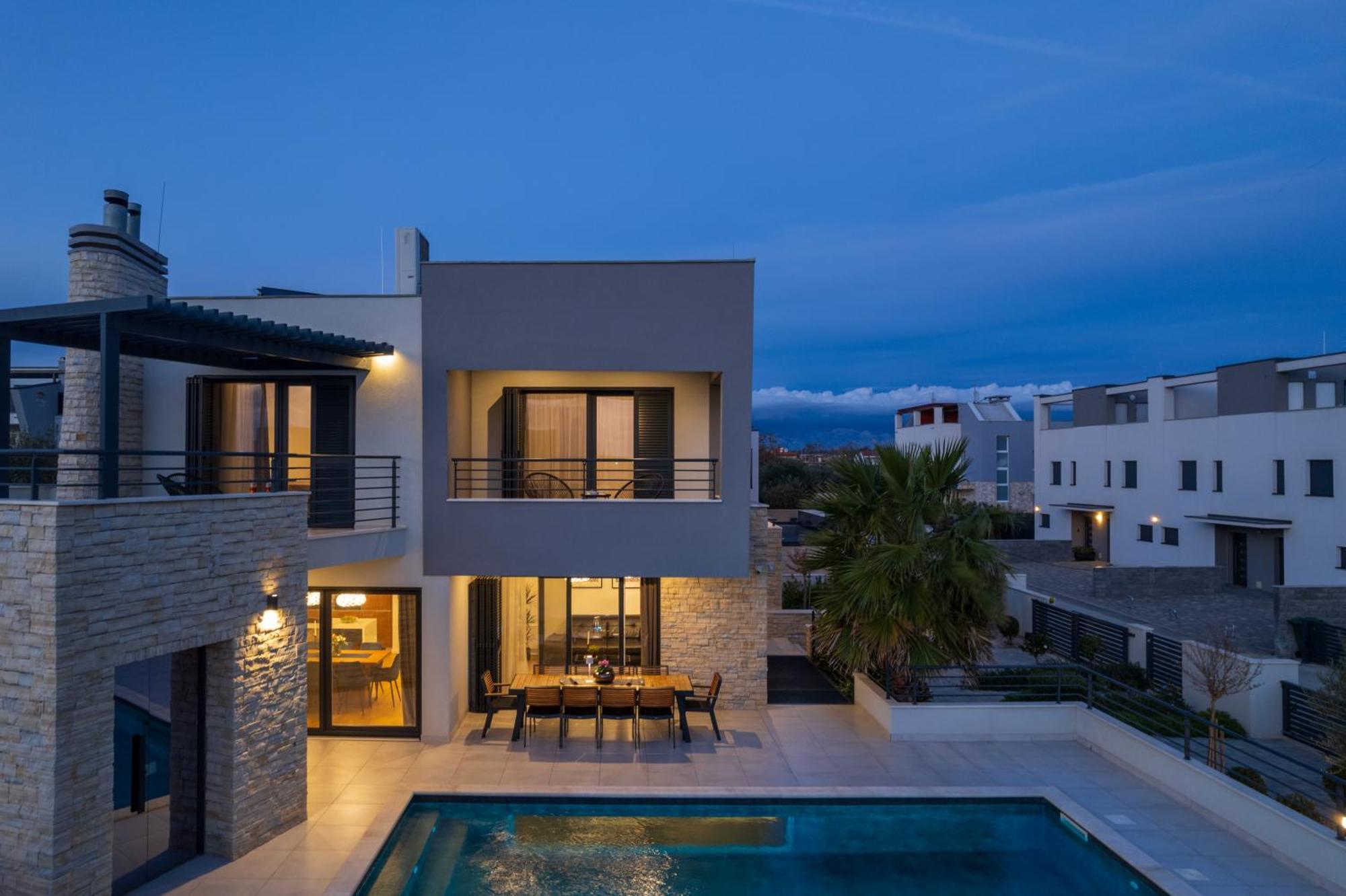 Villa Roca With Heated Pool And Sauna Privlaka  Bagian luar foto